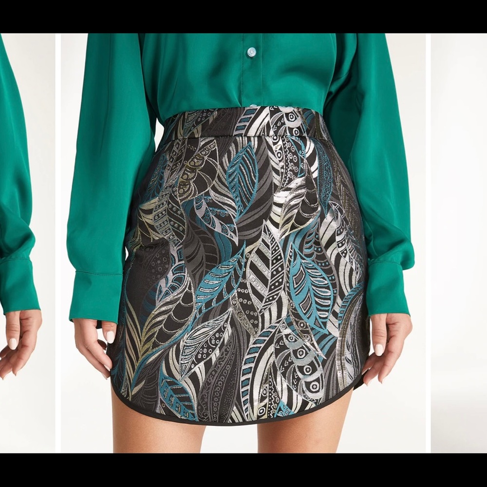 Leaf print mini skirt - The Commense - Size M